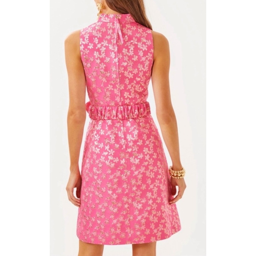 Lilly Pulitzer Tazie Dress Rousseau Wedding Guest Metallic Brocade NWT Size 2 - Picture 3 of 6
